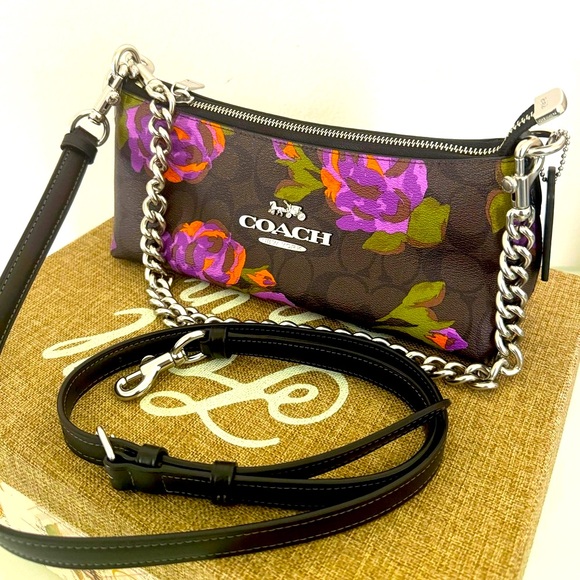 Coach Charlotte Shoulder Bag Signature Crossbody Rose Print - Picture 13 of 13